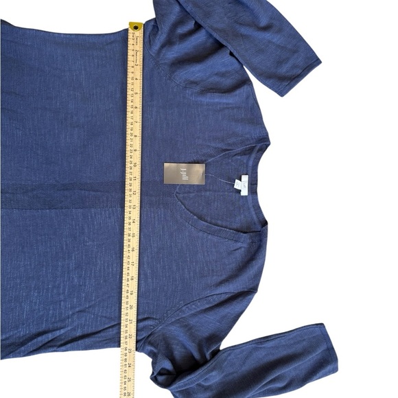 NWT J. Jill Women's V-Neck Long Sleeve Blouse in Eclipse Slate Blue - Picture 2 of 7